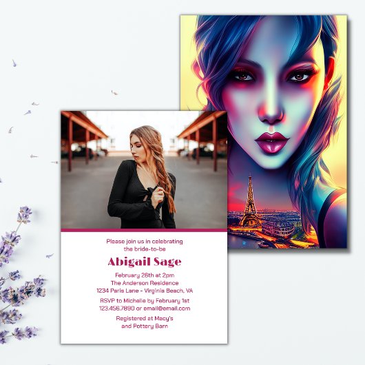 Bold Modern Paris Eiffel Tower Vrijgezellenfeest Kaart