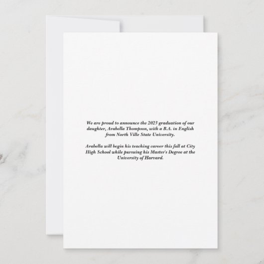 Bold & Modern Photo Afstuderen aangekondigd Aankondiging (Achterkant)