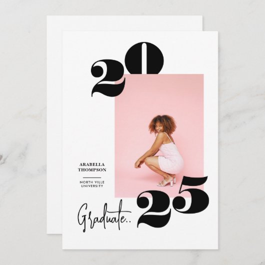 Bold & Modern Photo Afstuderen aangekondigd Aankondiging (Voorkant / Achterkant)