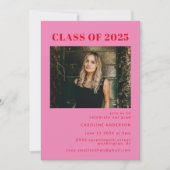 Bold Modern Pink and Red Photo Graduparty Kaart (Voorkant)