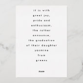 Bold Modern Real Gold Foil AFSTUDEERDER Foto aanko Folie Uitnodiging (Achterkant)