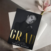 Bold Modern Real Gold Foil AFSTUDEERDER Foto aanko Folie Uitnodiging