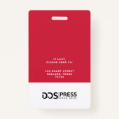 Bold Modern Red Circle Foto Pass & Logo Badge (Achterkant)
