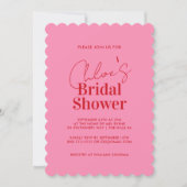 Bold Modern Red en Roze Bridal Shower Invitation Kaart (Voorkant)