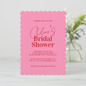 Bold Modern Red en Roze Bridal Shower Invitation Kaart (Staand voorkant)