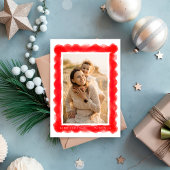bold modern red RETRO christmas photo frame Feestdagenkaart