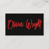 Bold Modern Red Signature Script Typography Black Visitekaartje (Voorkant)