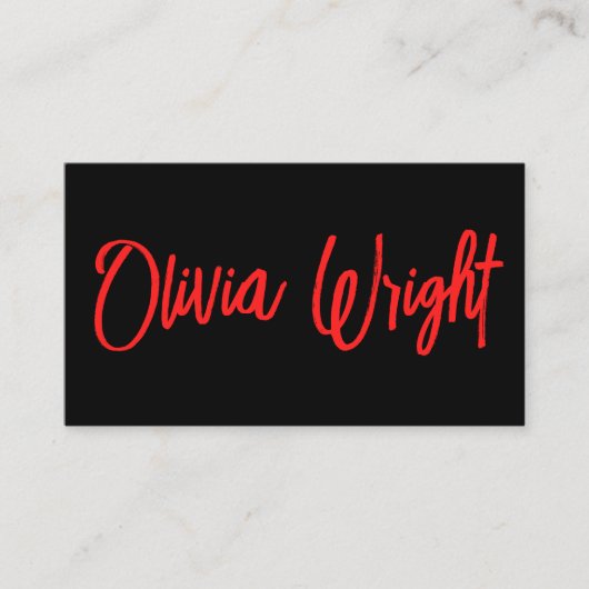 Bold Modern Red Signature Script Typography Black Visitekaartje (Voorkant)