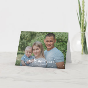 Bold Modern Retro Happy Nieuwjaarsfoto Kaart