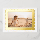 Bold Modern Retro Rood Feestelijk lijst Folie Feestdagenkaart (Voorkant)