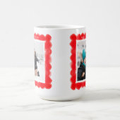 Bold Modern Retro Rood lijst Twee foto's Kerstmis Koffiemok (Center)