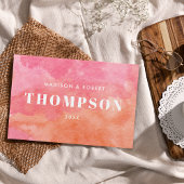 Bold Modern Roze en Sinaasappel Monogram Huwelijk Gastenboek