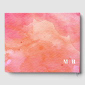 Bold Modern Roze en Sinaasappel Monogram Huwelijk Gastenboek (Achterkant)
