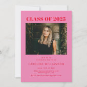 Bold Modern Roze Red Two Photo Graduparty Kaart (Voorkant)