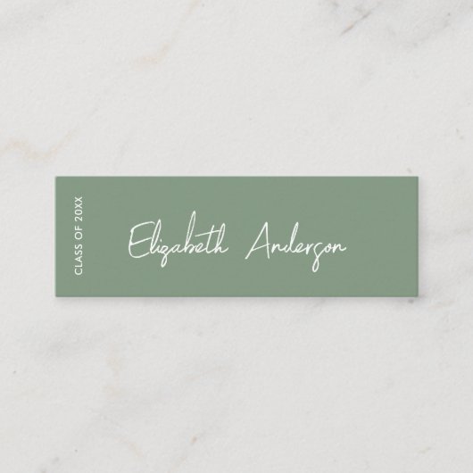 Bold Modern Sage Green Afstuderen Student Afstuder Contactkaartje (Voorkant)