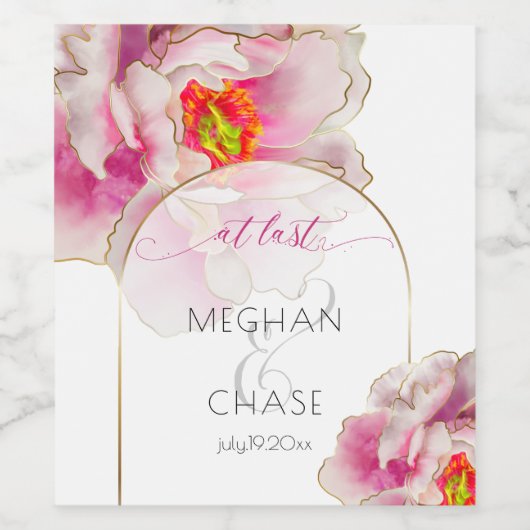 Bold Modern Scarlet Peony Wijn Etiket (Enkel label)