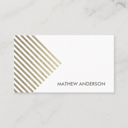 BOLD MODERN SILVER FAUX ANGLE STRIPED LINE PATTERN VISITEKAARTJE (Voorkant)