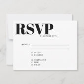 Bold Modern Simple Black White QR Code Meal Choice RSVP Kaartje (Voorkant)