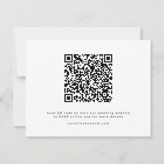 Bold Modern Simple Black White QR Code Meal Choice RSVP Kaartje (Achterkant)