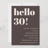 Bold Modern Simple Brown 30th Birthday Party Kaart (Voorkant)