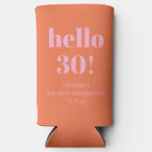 Bold Modern Simple Orange Pink 30th Birthday Party Seltzer Blikjeskoeler (Voorkant)