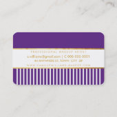 BOLD modern stijlvol kam design goudrijk paars Visitekaartje (Achterkant)