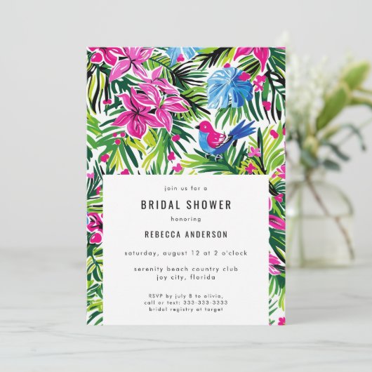 Bold Modern Tropical Foliage Vrijgezellenfeest Kaart (Staand voorkant)