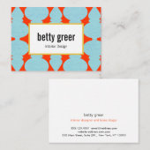 Bold Modern Turquoise Pattern Interior Designer Visitekaartje (Voorkant / Achterkant)