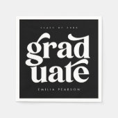 Bold Modern Type Black Graduation Party Napkins Servet (Voorkant)