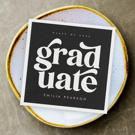 Bold Modern Type Black Graduation Party Napkins Servet