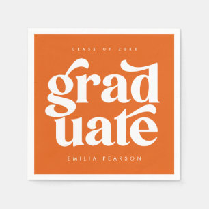Bold Modern Type Oranje Graduation Party Napkins Servet