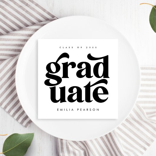 Bold Modern Type White Graduation Party Napkins Servet