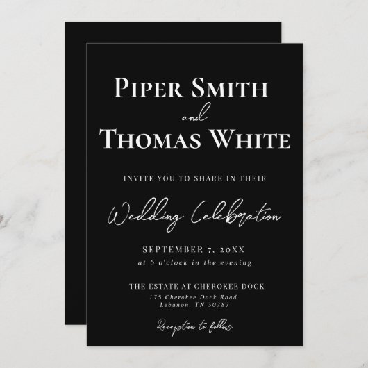 Bold Modern Wedding Invitation | Minimalistisch Kaart (Voorkant / Achterkant)