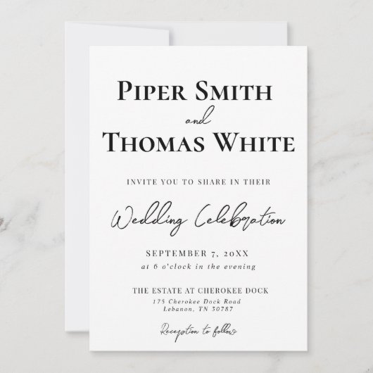 Bold Modern Wedding Invitation | Minimalistisch Kaart (Voorkant)