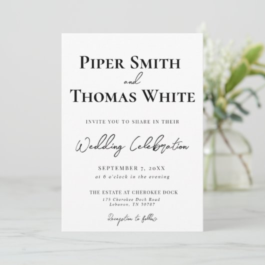 Bold Modern Wedding Invitation | Minimalistisch Kaart (Staand voorkant)