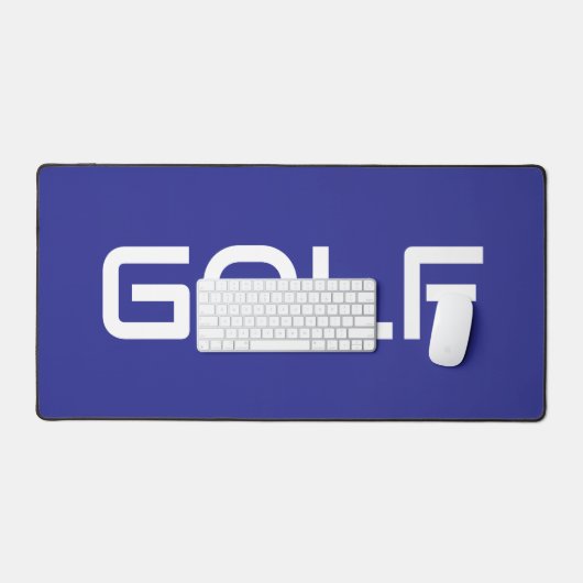 Bold Modern White GOLF Text Deep Blue Background Bureaumat (Keyboard & Muis)