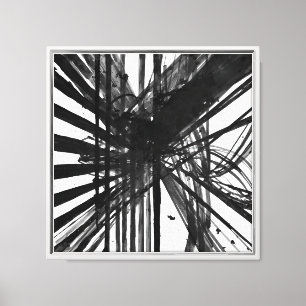 Bold Modern Zwart-wit Abstracte Ink Art Canvas Afdruk