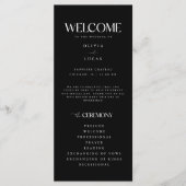 Bold & Modern Zwart & Wit Trouwen Programmakaart (Voorkant)