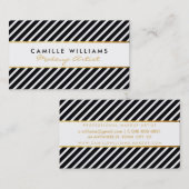 BOLD moderne goudstrook gestreept patroon zwart wi Visitekaartje (Voorkant / Achterkant)