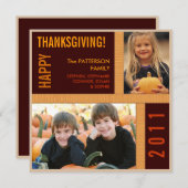Bold Moderne grafische Thanksgiving Fotokaart Feestdagenkaart (Voorkant / Achterkant)