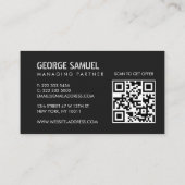 Bold Molded Construction Business QR Code Black Visitekaartje (Achterkant)