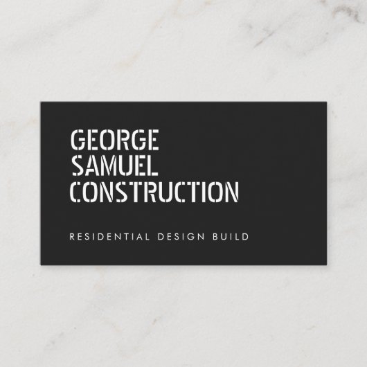 Bold Molded Construction Business QR Code Black Visitekaartje (Voorkant)