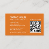 Bold Molded Construction Business QR Code Orange Visitekaartje (Achterkant)