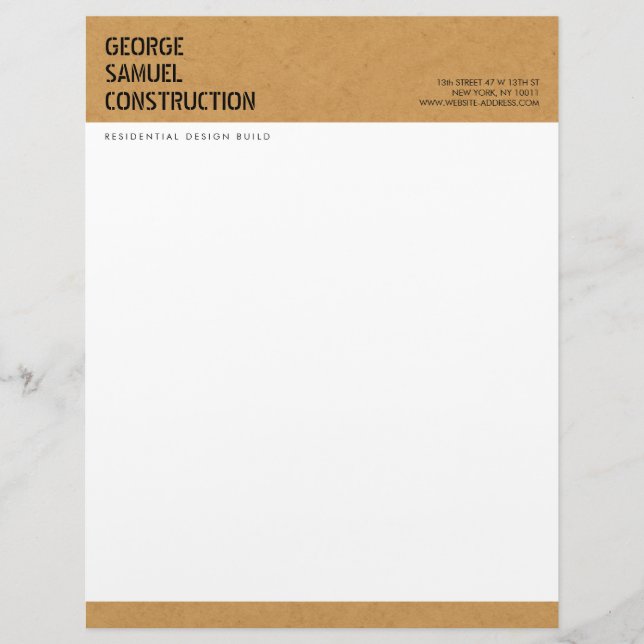 Bold Molded Particle Board Construction Business Briefhoofd (Voorkant)