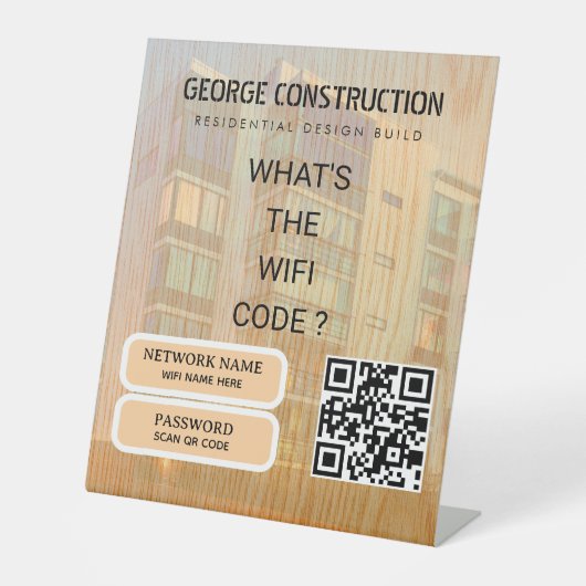 Bold Molded Wooden Texture Construction Business Reclamebord Met Voetstuk (Voorkant)