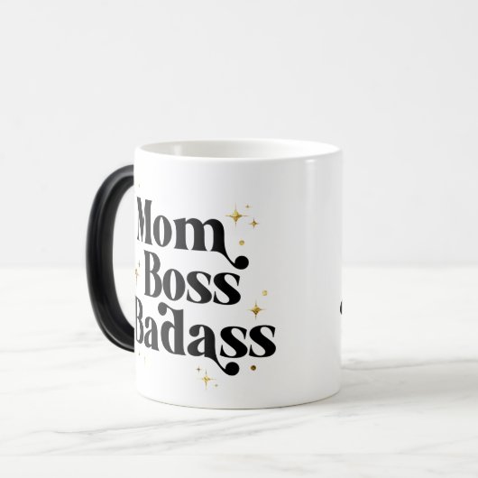 Bold Mom Boss Badass Coffee Mok Modern Zwart Goud (Voorkant links)