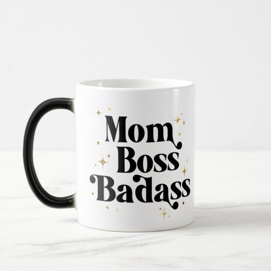 Bold Mom Boss Badass Coffee Mok Modern Zwart Goud (Links)
