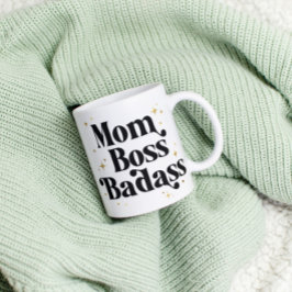 Bold Mom Boss Badass Coffee Mok Modern Zwart Goud
