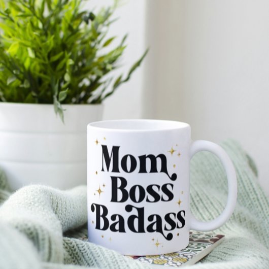 Bold Mom Boss Badass Coffee Mok Modern Zwart Goud