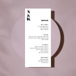 Bold Monogram Black en White Wedding  Menu<br><div class="desc">menu Vet Monogram zwart-wit bruiloft</div>